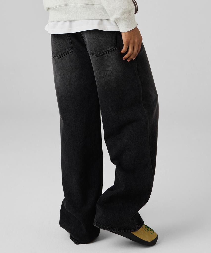 URBANAGE Standard Wash Wide Denim Pants Black