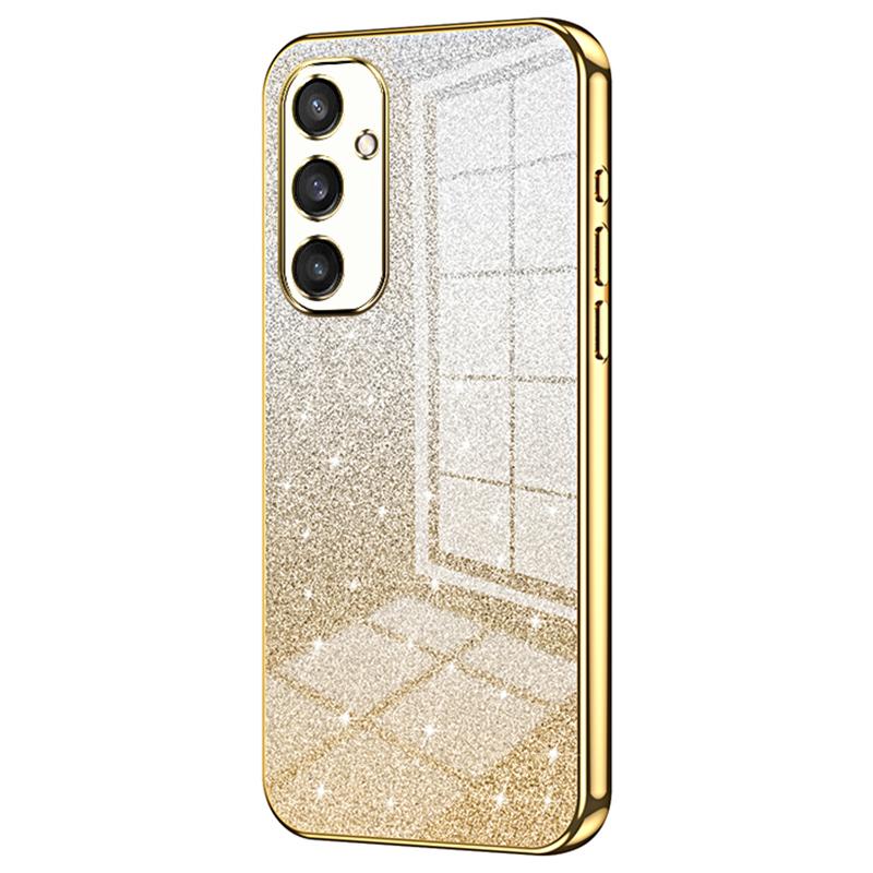 

For Samsung Galaxy S24 Precise Cutout Cell Phone Case Gradient Glitter TPU Cover Gold