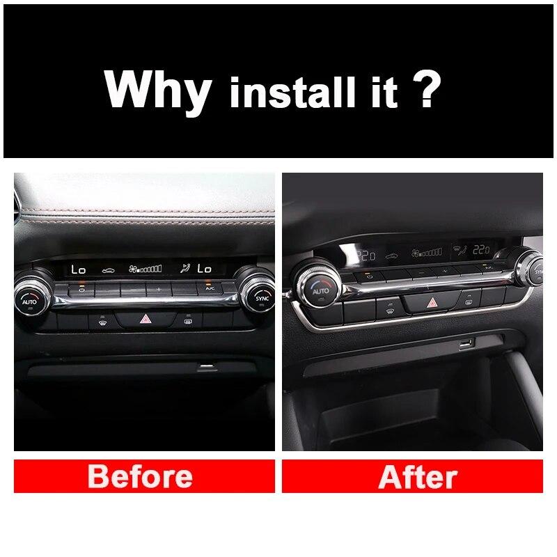 For Mazda 3 Axela   Stainless Steel Car Dashboard Central Control Trim Cover Interior Mouldings Sticker Accessories