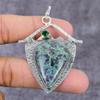 Ruby In Fuchsite, Diopside  Ethnic 925 Silver Gift Pendant 2.27" H5T92