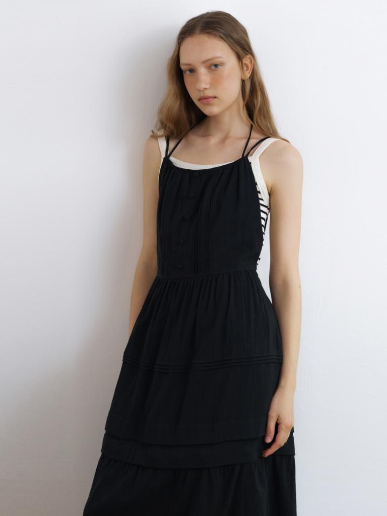 Anout Detachable Cotton Maxi Dress Black