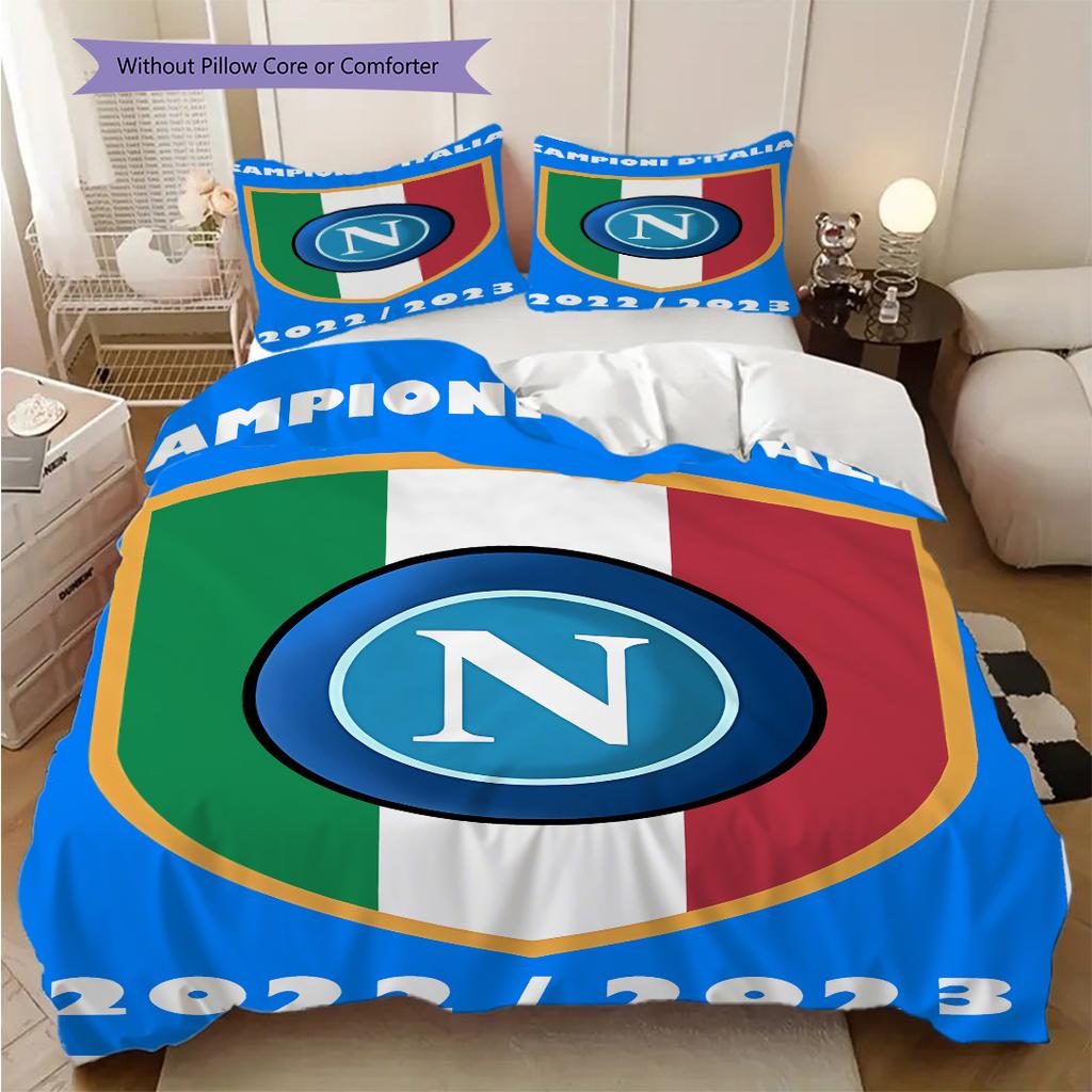 Set Copripiumino Trapuntato con Fantasia SSC Napoli Federa Decorazione per la Casa Regalo di Compleanno (1 * copripiumino + 2 * federa, senza nucleo)