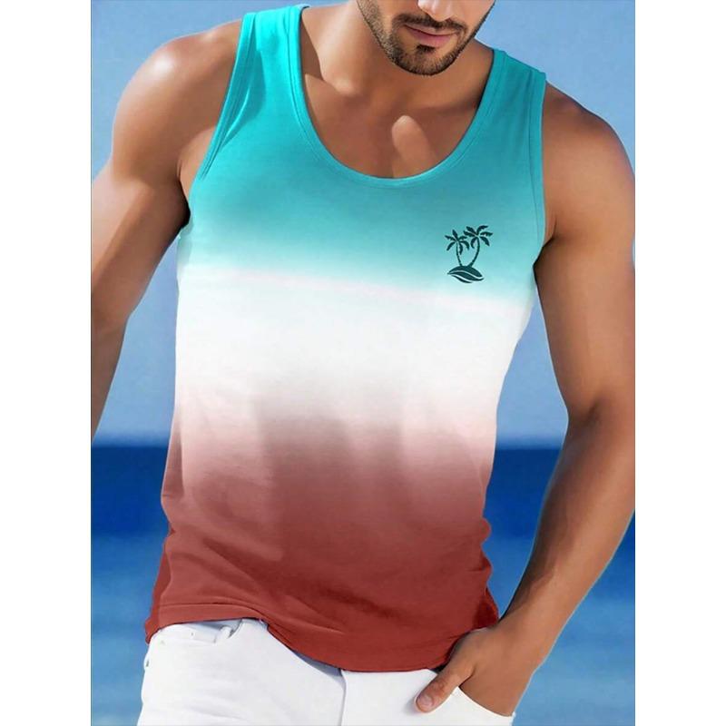 Summer Daily Casual Men's Sleeveless T-shirt Hawaiian Men's Tank Top Street Fashion Men's Tank Top