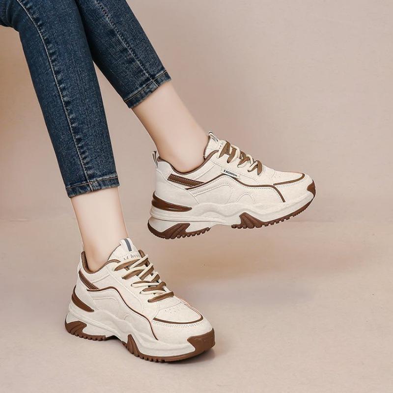 Foreign trade dad shoes women 2025 Korean version rubber sole showing feet small casual women's shoes thick sole heightening sports shoes