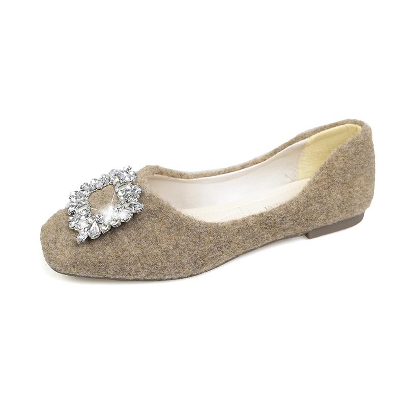 Aphixta Elegant Crystal Buckle Upper Women Flats Shoes Shallow Slip On Loafers Woman Red Sweet Shoes Soft Sole Ladies Shoes