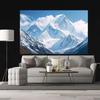2D Winter Mountain Tapestry, Majestic Snow Covered Peak Background Cloth