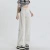 Women's White Wide-Leg Loose Pear-Shaped Jeans - Large Size Fashion Drape Pants