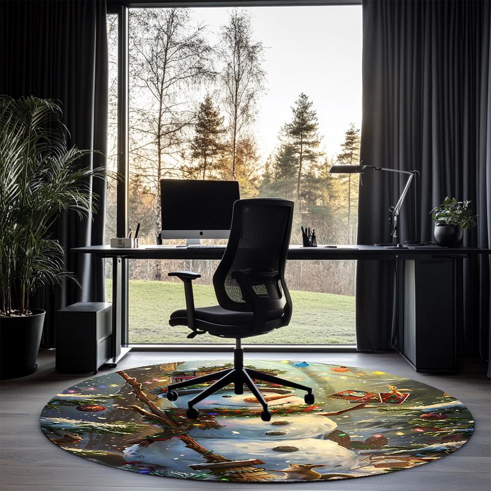 Christmas Printed Round Rug Carpet Chair Rug Area Rug Entryway Doormats,for Office Chair Living Room Bedroom Kitchen Room.