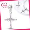 Charms Platapink Heart-Shaped Infinite Crucifix Beads Fit Originalbracelets Charms For Women Jewelry Making Gifts
