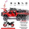 1/24 Scale Toy Pickup Trucks, Truck Toy, Ford F150 Diecast Metal Pickup with Sound and Light, 6x6 Off-Road Pull Back Trucks with Motorcycle for Kids