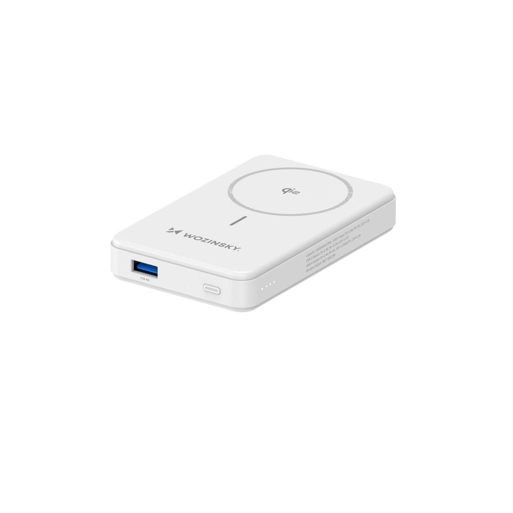 Qi2 10000mAh Magnetic Power Bank with USB-A USB-C 22.5W PD Stand - White