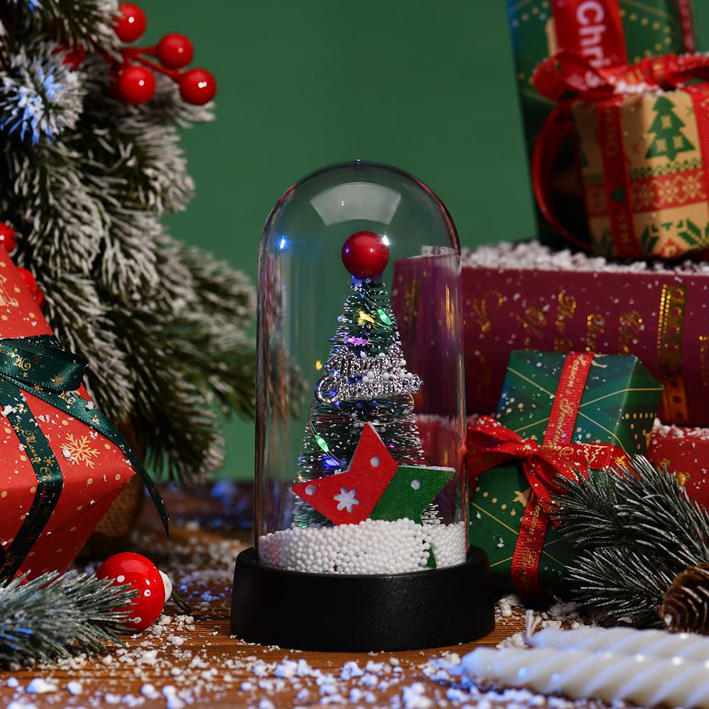 LED Glowing Christmas Snow Scene Ornament - Creative Plastic Tree Cover Decoration