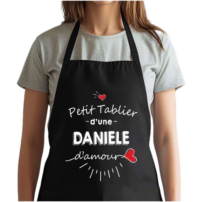 Tablier de cuisine - Daniele d'amour - Noir - Coton résistant - Impression bretonne