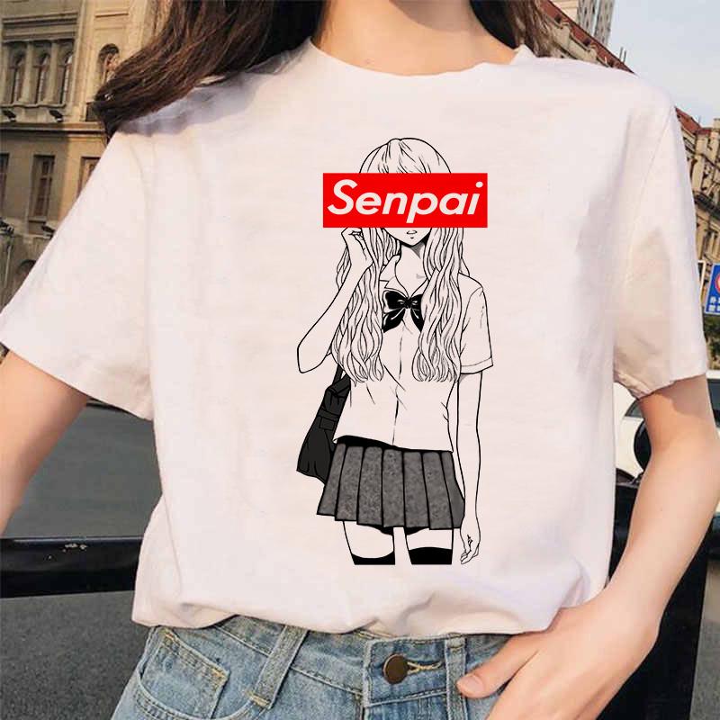 

Japanese Anime T Shirt Women Harajuku Academia T-Shirt Funny Tshirttop Tees Female Aesthetic Clothes Shirts Women 2025 XXXL білий