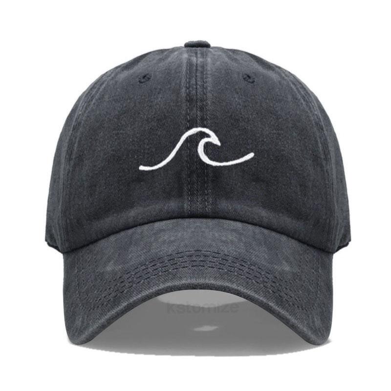 Men'S Baseball Cap Women'S Washed Cotton Waves Embroidery Embroidery Dad Hat Sport Golf Caps For Man Sun Hats Dropshipping