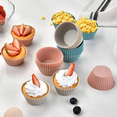 12/24Pcs/Set Silicone Muffin Cup Round Non-stick Food Grade BPA Free Dishwasher Safe Cake Cupcake Baking Mold Kitchen Supplies