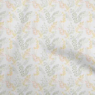 Cotton Flex Light Yellow Fabric Watercolor Flower With Leaves Sewing Fabric By The Yard Printed Diy Clothing Sewing Supplies 40 Inch
