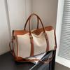 Retro Women's Handbag Canvas Travel Luggage Bag Sports Gym Bag Large Capacity Color Collisi Travel Bag
