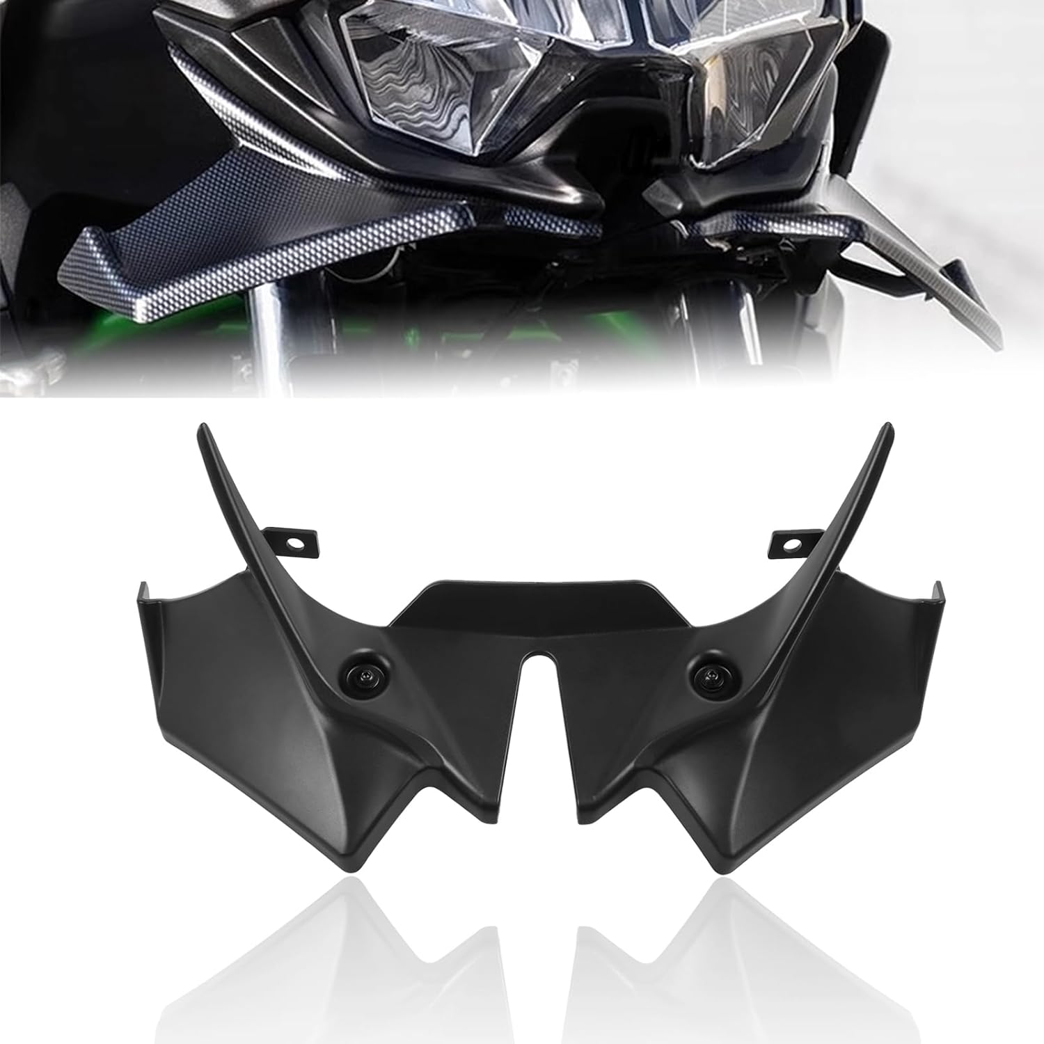 

CHIFUN Front Spoiler Winglets for Kawasaki Z650 2020 2021 2022 2023 2024 2025 Motorcycle Downforce Fairing Aerodynamic Beak Nose Cone Extension чёрный