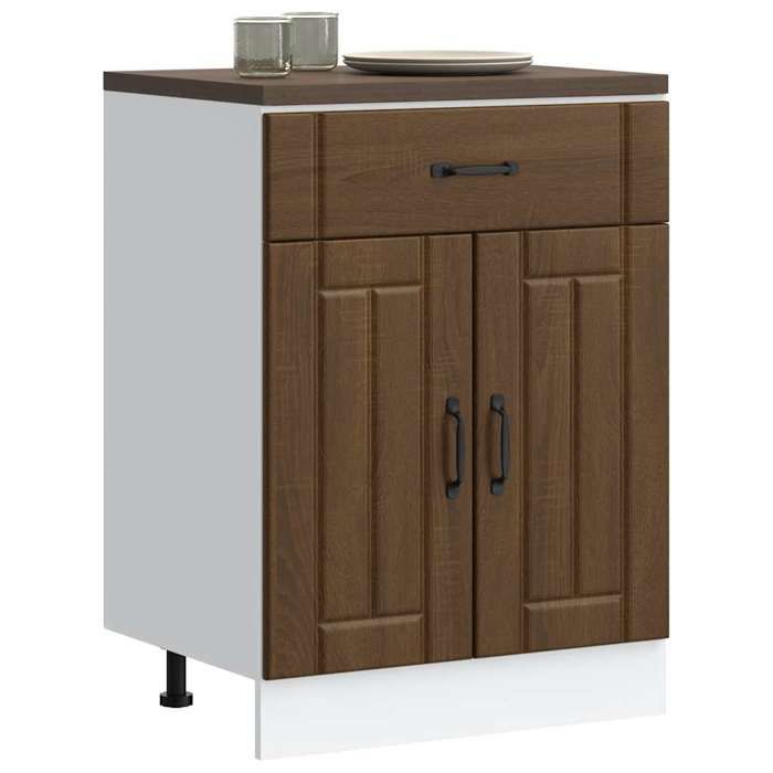 VidaXL Armoire de cuisine Lucca chêne marron bois ingénierie, meuble d'évier, meuble de cuisine avec tiroir, meuble de 853734
