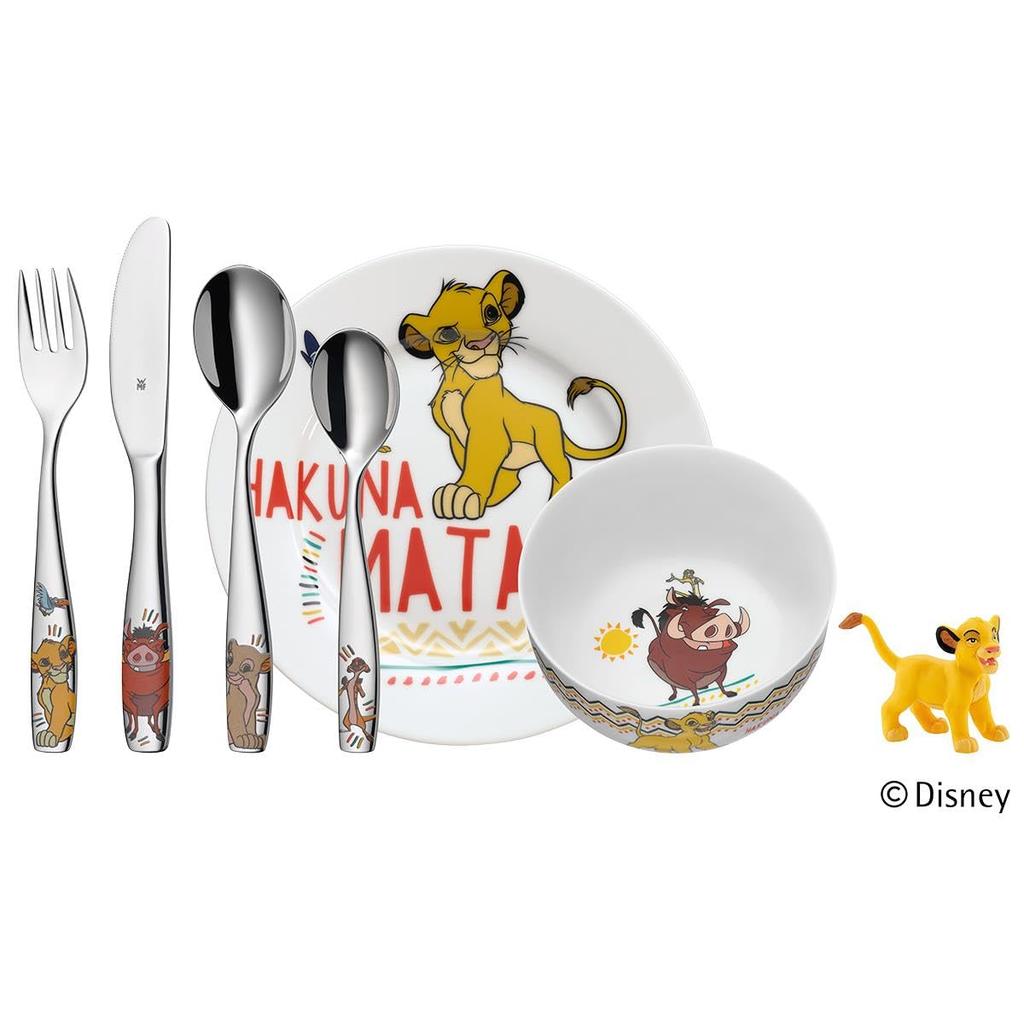 WMF The Lion King Dinnerware Ages Polished Stainless Dishwasher 40x25x10cm 6-Piece Children's Set, 3+, Steel, Safe, Steel, Silver,