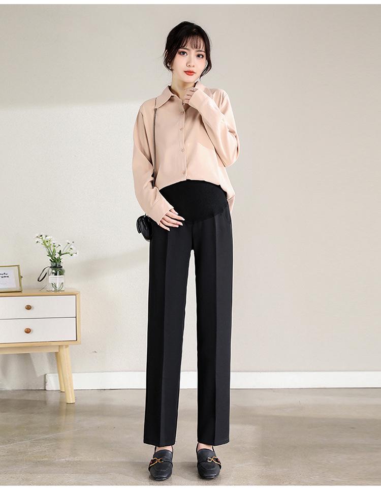 Year-Round Maternity Straight-Leg Suit Pants - Professional Plus Size with Velvet Option