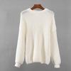 Women's Retro Knit Sweater - Round Neck, Solid Color, Loose Fit, Autumn/Winter Pullover Top