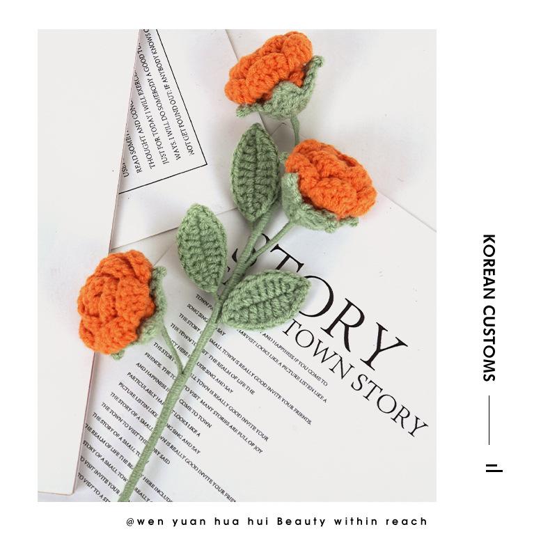 Hand-Knitted Multi-Headed Wool Rose - Qixi Festival Creative Gift Simulation for Birthdays