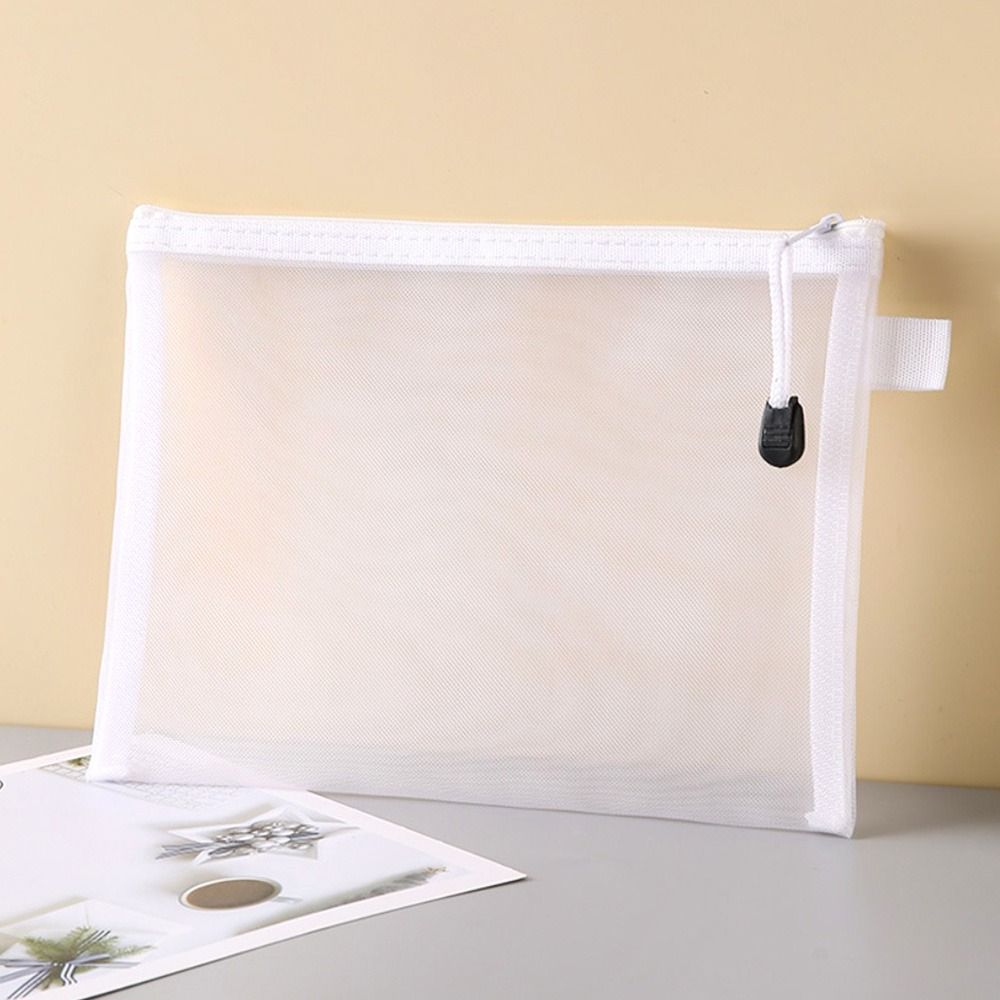 Mesh Pen Bag Nylon Document Bag Office School Supplies Zipper Pencil Case  Stationery