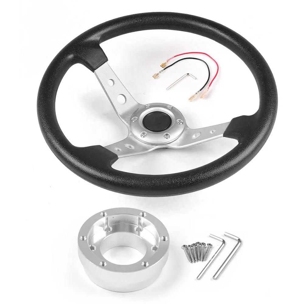 PU Leather 14inch 350mm Car Racing Steering Wheel With Adapter Plate 70mm PCD For Logitech G29 G920 G923 For Racing Game