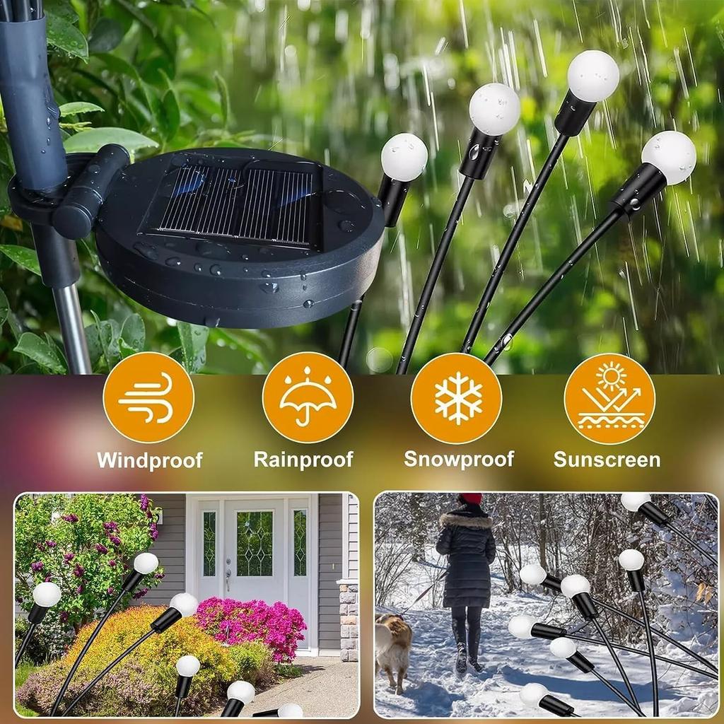 10 LED Solar Firefly Light Garden Waterproof Swaying Lamp Outdoor Landscape Lawn Patio Decor Christmas