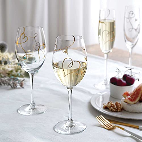 Toyo Sasaki Glass Benedile Wine Glasses, 355ml, Set of 2, Heart-Shaped, Suitable for Red and White Wines, Made in Japan, Dishwasher Safe, Stylish, G45