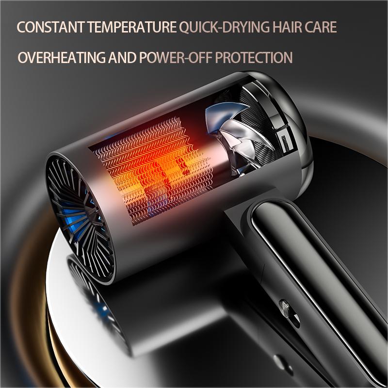 Folding Handle Hair Dryer with Large Hood, High Power Negative Ion Hair Dryer for Home Use, Fast Drying & Hair Care