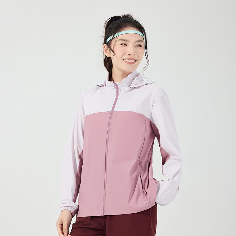 UPF50+ Sun Protection Color Block Hooded Jacket, Ice Silk, Custom Logo Option