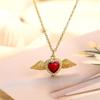 Love Wings Pendant Necklace for Women, European and American INS Fashion Versatile, Copper Plated Real Gold Zircon Drip Oil