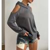 Autumn And Winter New Style Womenswear Solid Color Off Shoulder Hooded Fashion High End Casual Design Sense Sweatshirt