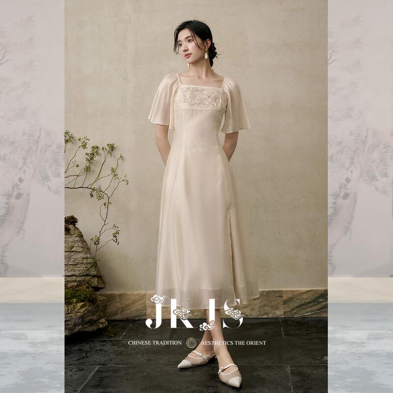 JK&JS Elegant Embroidered A-Line Maxi Dress