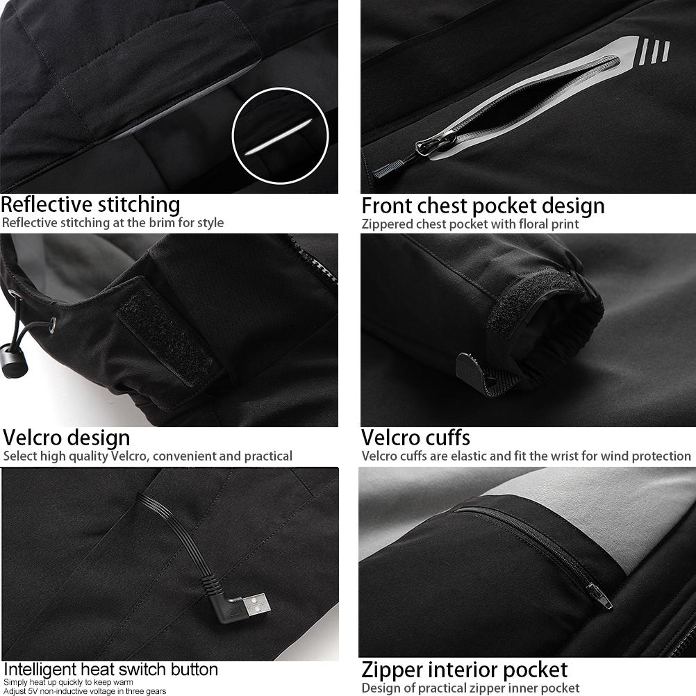 Winter Smart Heating Jacket 8 Zones Heating Coat 3 Gear Temperature Adjustable USB Charging Jacket