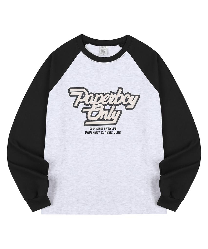 PAPERBOY Only Raglan Oversized Long Sleeve - White & Navy