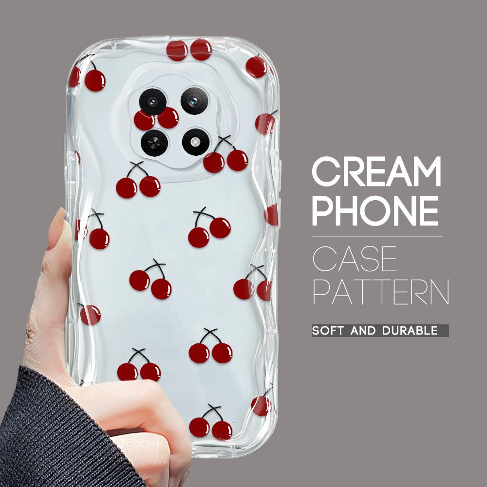 Funda de teléfono con textura de crema y patrón de dibujos animados con borde ondulado de silicona suave para OPPO Reno Realme OnePlus Vivo