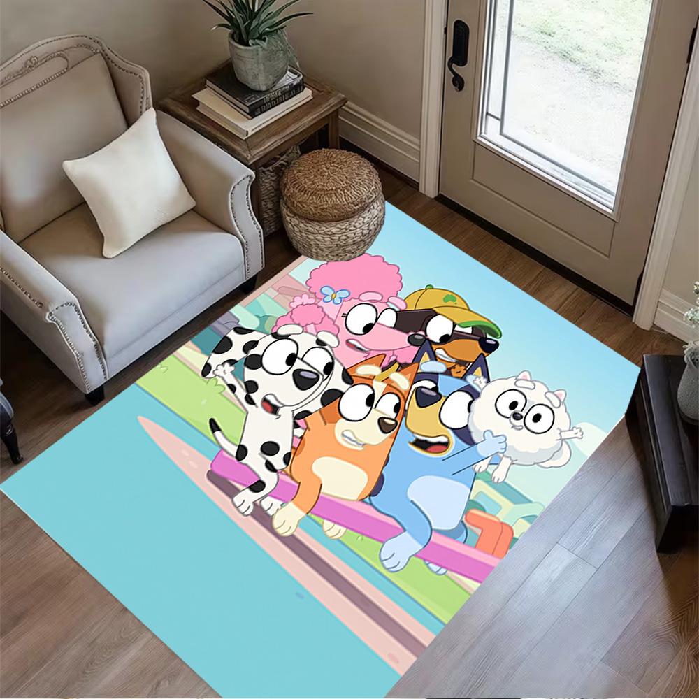 Bluey Friends Adventure Floor Rug Office Rug Perfect for Dormitory Dining Room Outdoor Foyer Antislip Carpet Decorate Offices Birthday/Christmas Gift