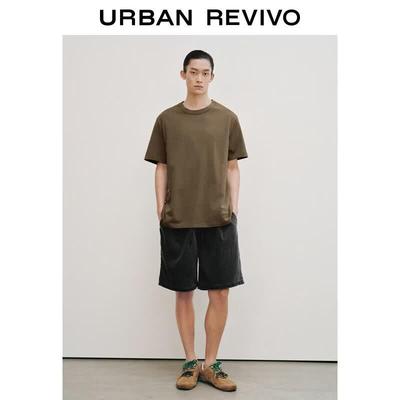 UR 2026 Men's Autumn Washed Pleated Drawstring Denim Shorts