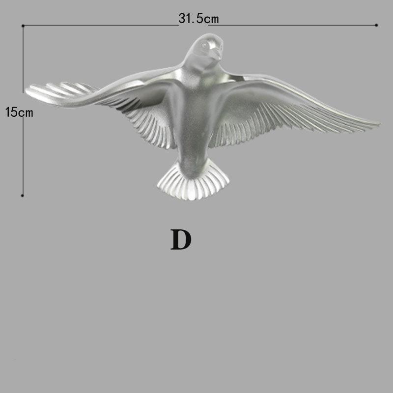 3D resin bird wall decorations three-dimensional wall stickers white gold bird statue living room TV sofa background wall art