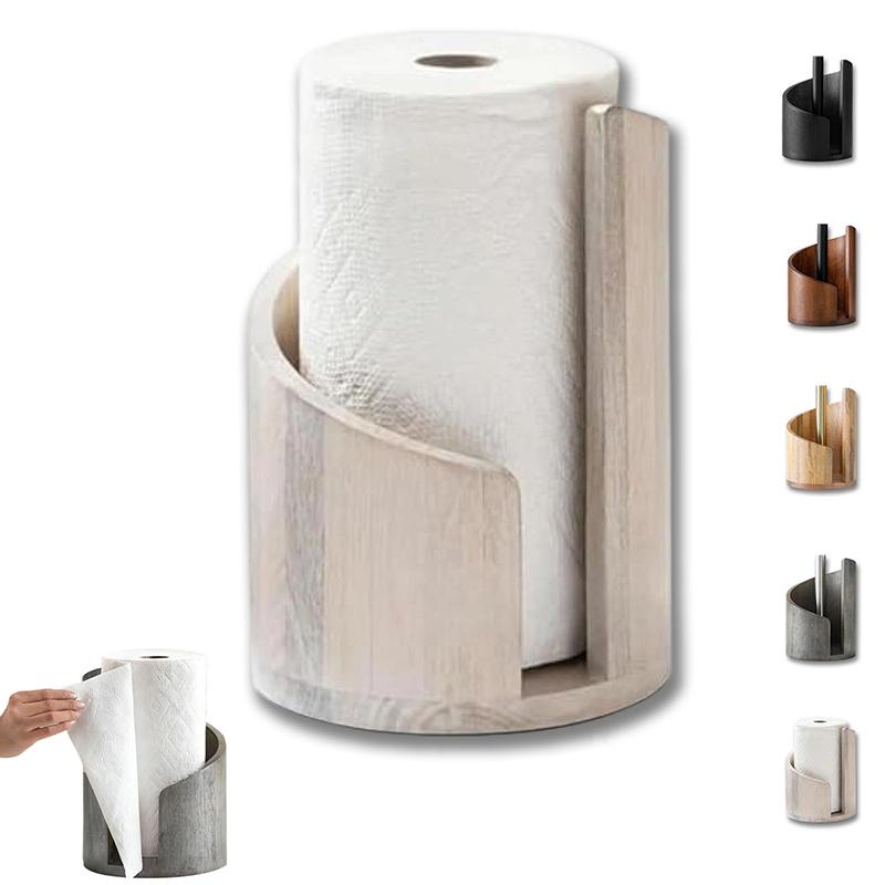 Настольный держатель для бумажных полотенец Mountain с круглой подставкой из мангового дерева и железным держателем, коричневый натуральный деревянный держатель для бумажных полотенец B