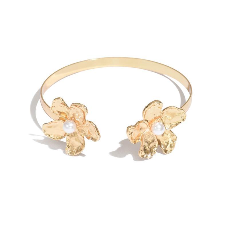 Flower Opening Bracelet Fashion Irregular Pleated Jewelry Niche Design Double Ring Women