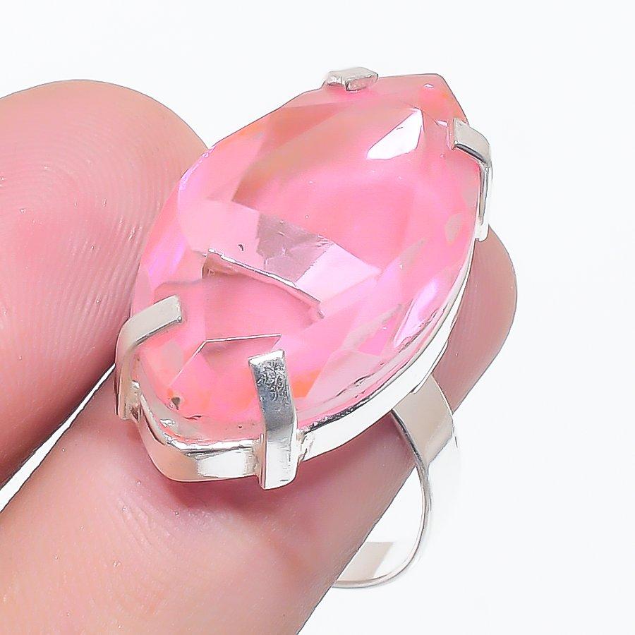 

Розовый Кунцит Драгоценный Камень 925 Стерлинговое Серебро Ювелирное Кольцо Размер 10