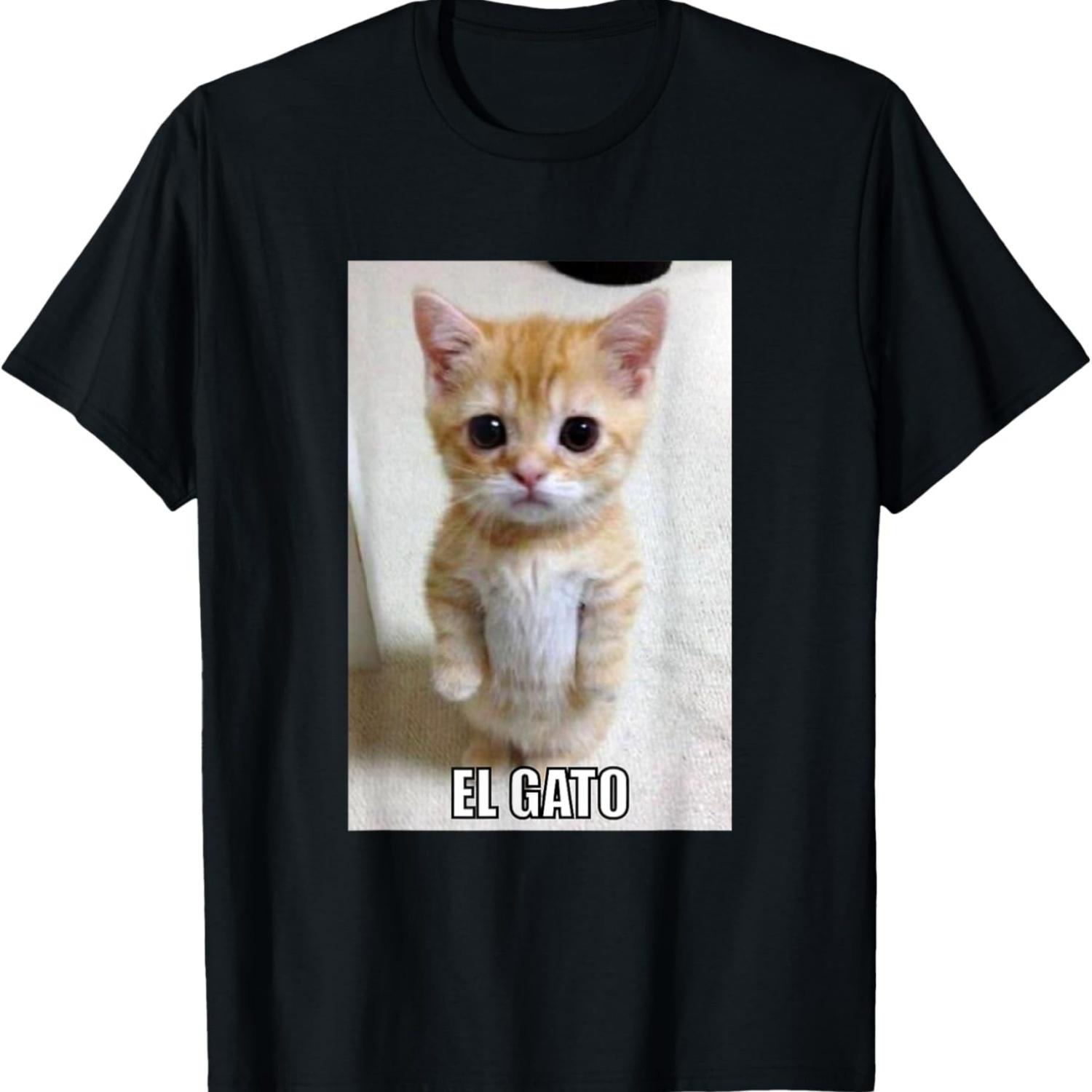 El Gato Meme Sad Crying Cat Munchkin Kitty Meme Men Women Girls Kids T-Shirt S
