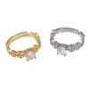 Coin Pattern Diamond Open Ring - Adjustable Light Luxury Couple Style Jewelry
