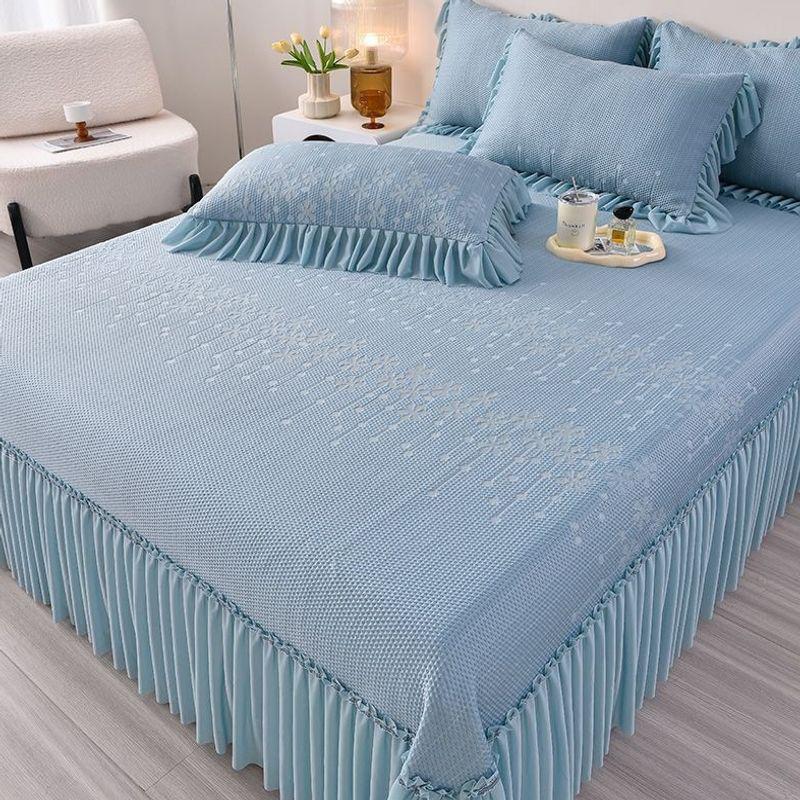 Machine Washable Summer Ice Silk Bed Skirt Cooling Mat Set