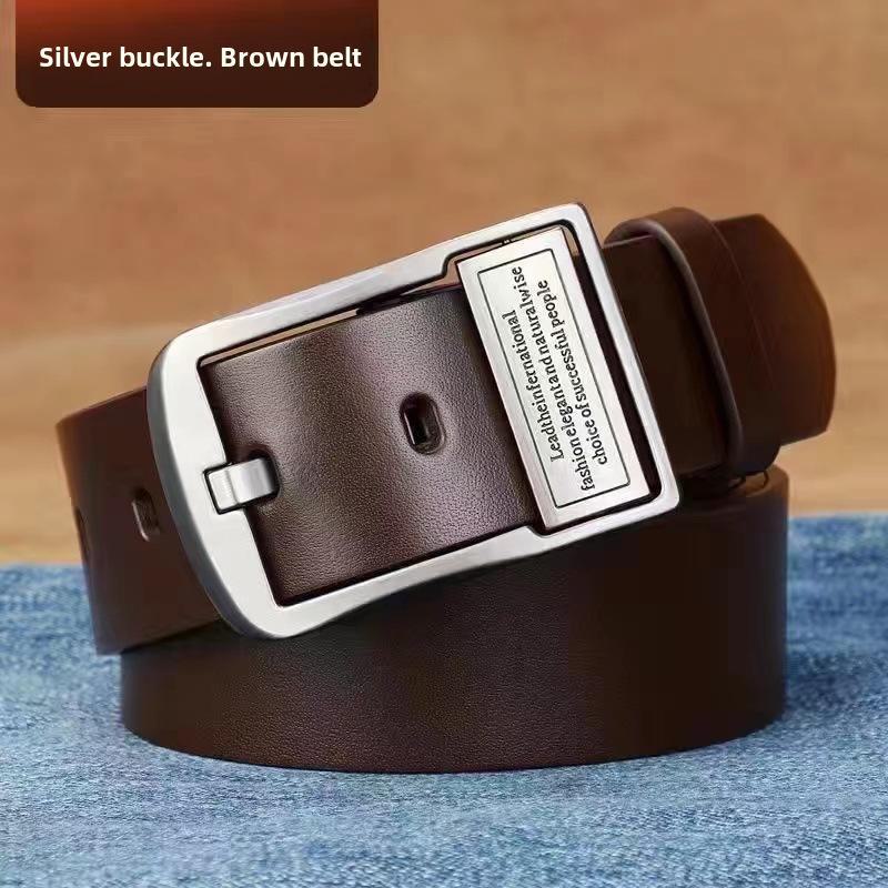 Men's Retro Genuine Leather Pin Buckle Belt for Casual Jeans